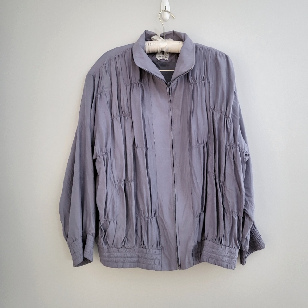 Vintage Lavender Silk Tracksuit by La Perle - Size M